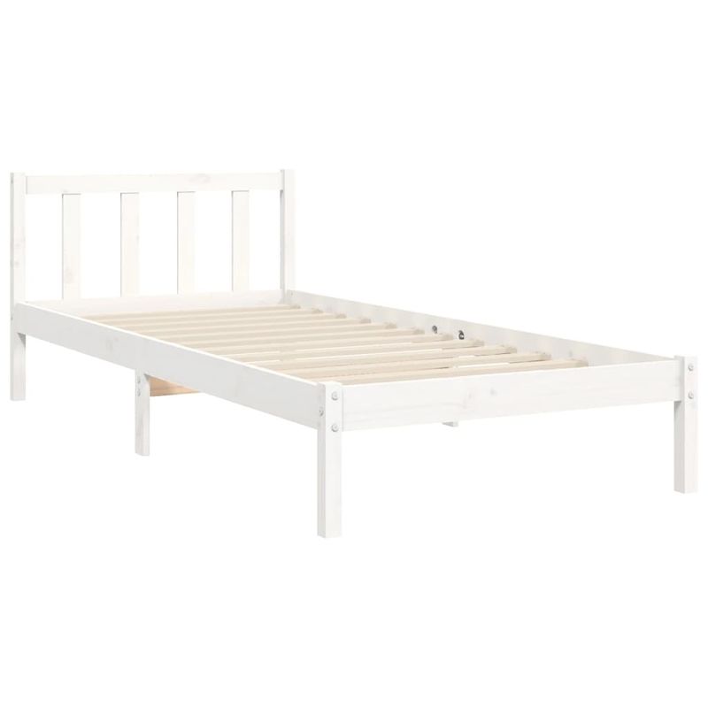 Casa si Gradina - Mobilier - Paturi si accesorii - Paturi - Cadru de pat cu tablie, alb, 100x200 cm, lemn masiv - Infinity.ro