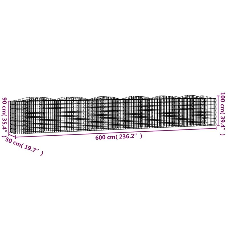 Casa si Gradina - Gradinarit si plante - Plante si ghivece - Ghivece si suporturi - Strat inaltat cu gabion arcuit, 600x50x100 cm, fier galvanizat - Infinity.ro