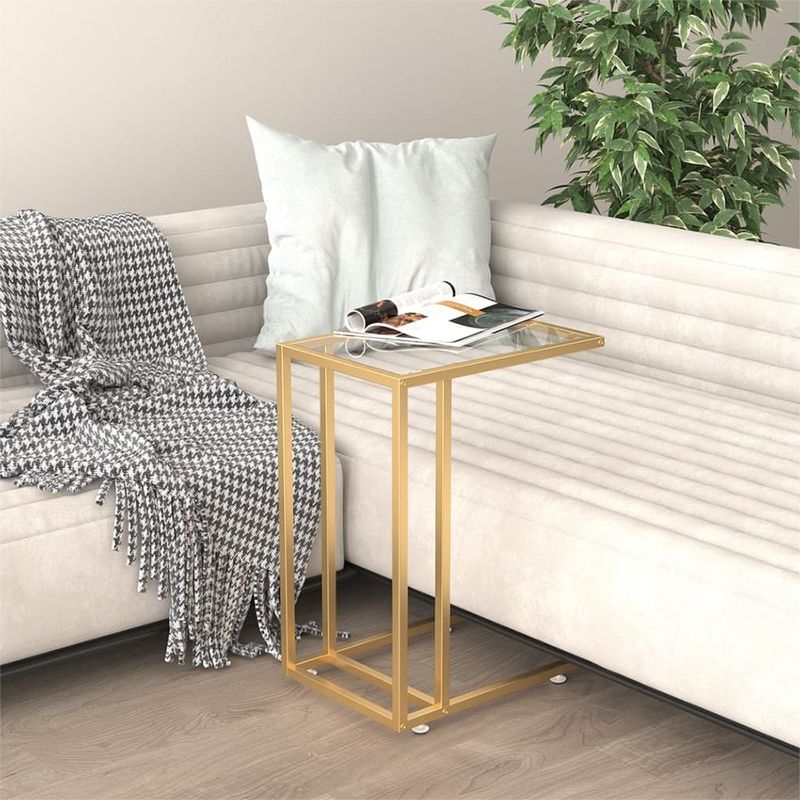 Casa si Gradina - Mobilier - Mese si birouri - Mese living - Masa laterala de calculator, 50x35x65 cm, sticla transparenta - Infinity.ro