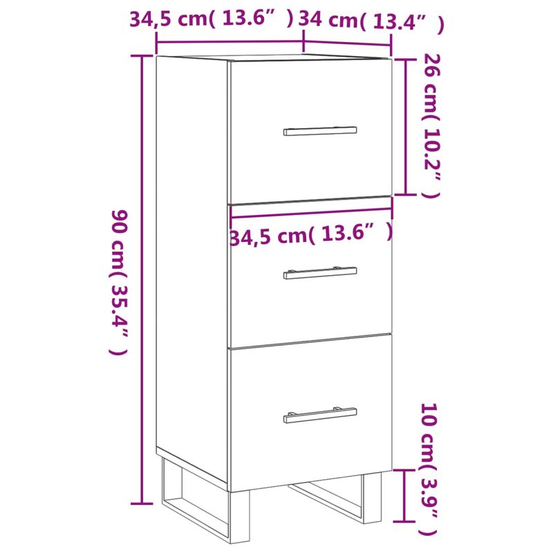 Casa si Gradina - Mobilier - Comode si corpuri - Comode - Servanta, negru, 34,5x34x90 cm, lemn compozit - Infinity.ro