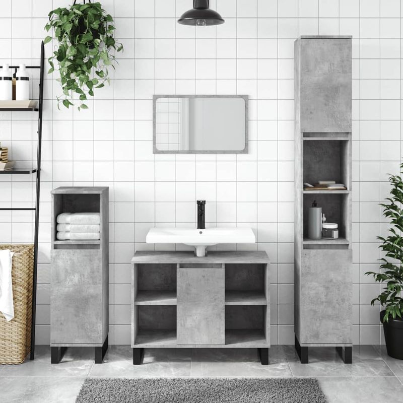 Casa si Gradina - Mobilier - Mobilier baie - Comode baie - Comoda pentru baie, gri beton, 80x33x60 cm, lemn compozit - Infinity.ro