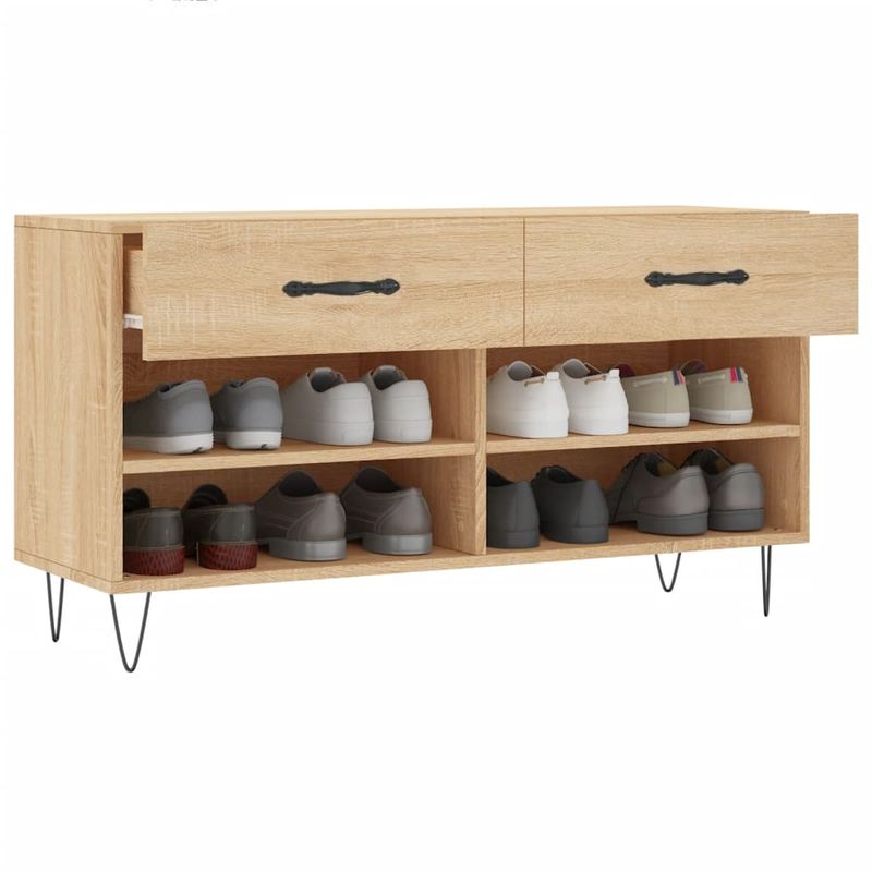 Casa si Gradina - Mobilier - Organizare si depozitare - Organizator incaltaminte - Bancheta pantofar, stejar sonoma, 102x35x55 cm, lemn prelucrat - Infinity.ro