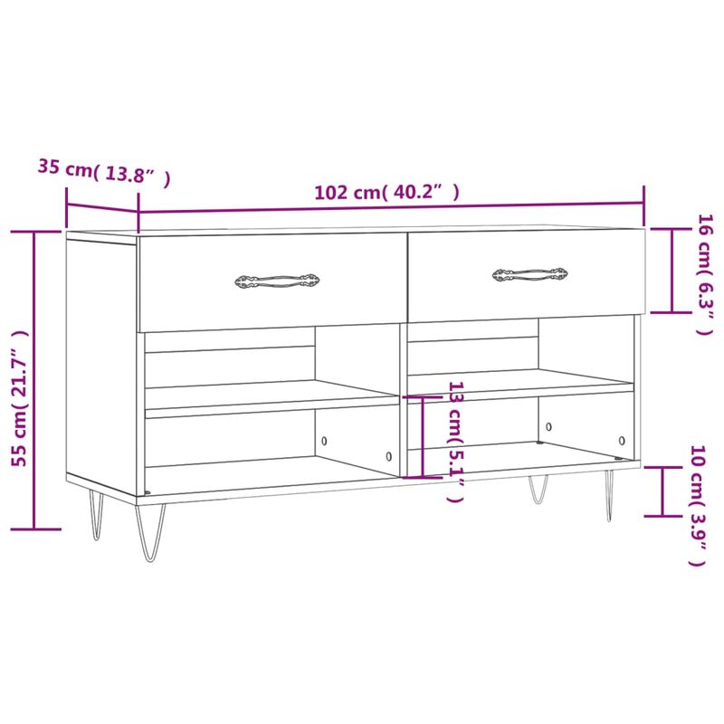 Casa si Gradina - Mobilier - Organizare si depozitare - Organizator incaltaminte - Bancheta pantofar, stejar sonoma, 102x35x55 cm, lemn prelucrat - Infinity.ro