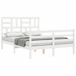 Casa si Gradina - Mobilier - Paturi si accesorii - Paturi - Cadru de pat cu tablie, dublu, alb, lemn masiv - Infinity.ro