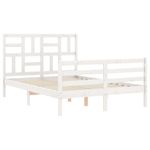 Casa si Gradina - Mobilier - Paturi si accesorii - Paturi - Cadru de pat cu tablie, dublu, alb, lemn masiv - Infinity.ro