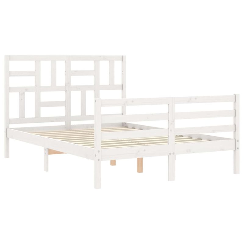 Casa si Gradina - Mobilier - Paturi si accesorii - Paturi - Cadru de pat cu tablie, dublu, alb, lemn masiv - Infinity.ro