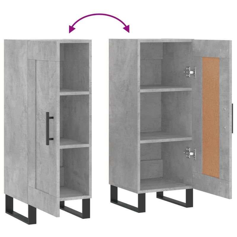 Casa si Gradina - Mobilier - Comode si corpuri - Comode - Servanta, gri beton, 34,5x34x90 cm, lemn compozit - Infinity.ro