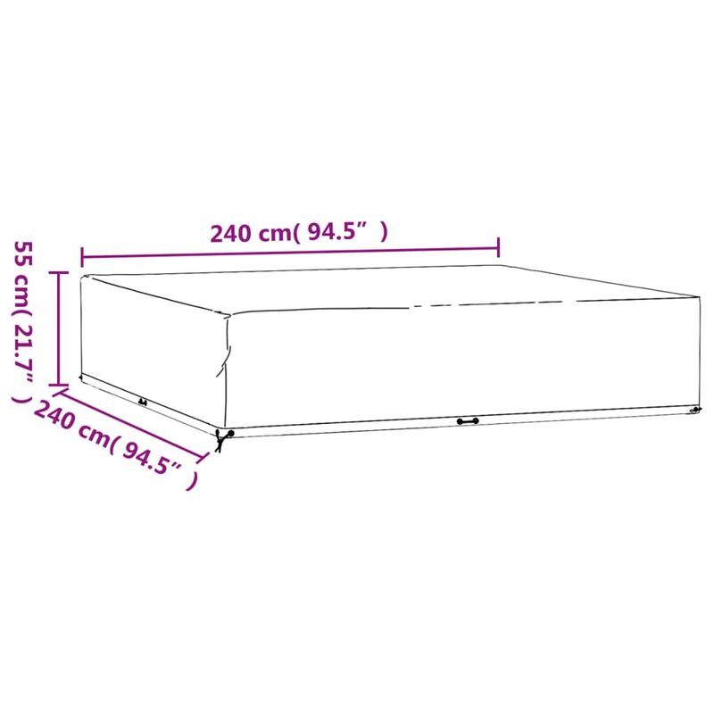 Casa si Gradina - Textile si covoare - Huse pentru mobilier - Huse mobilier gradina, 2 buc, 16 ocheti, 240x240x55 cm, patrat - Infinity.ro