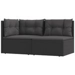 Casa si Gradina - Gradina si terasa - Mobilier exterior - Seturi mobila gradina - Set sezlonguri de gradina, 2 piese, cu perne, negru, poliratan - Infinity.ro