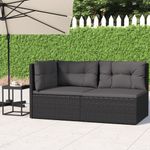 Casa si Gradina - Gradina si terasa - Mobilier exterior - Seturi mobila gradina - Set sezlonguri de gradina, 2 piese, cu perne, negru, poliratan - Infinity.ro