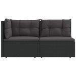 Casa si Gradina - Gradina si terasa - Mobilier exterior - Seturi mobila gradina - Set sezlonguri de gradina, 2 piese, cu perne, negru, poliratan - Infinity.ro
