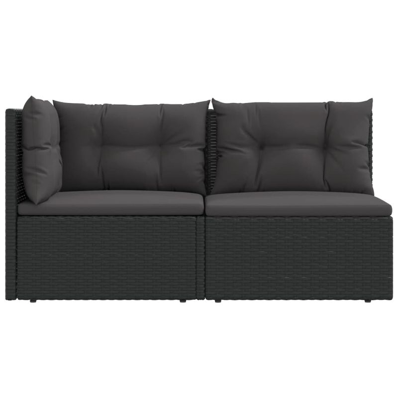 Casa si Gradina - Gradina si terasa - Mobilier exterior - Seturi mobila gradina - Set sezlonguri de gradina, 2 piese, cu perne, negru, poliratan - Infinity.ro