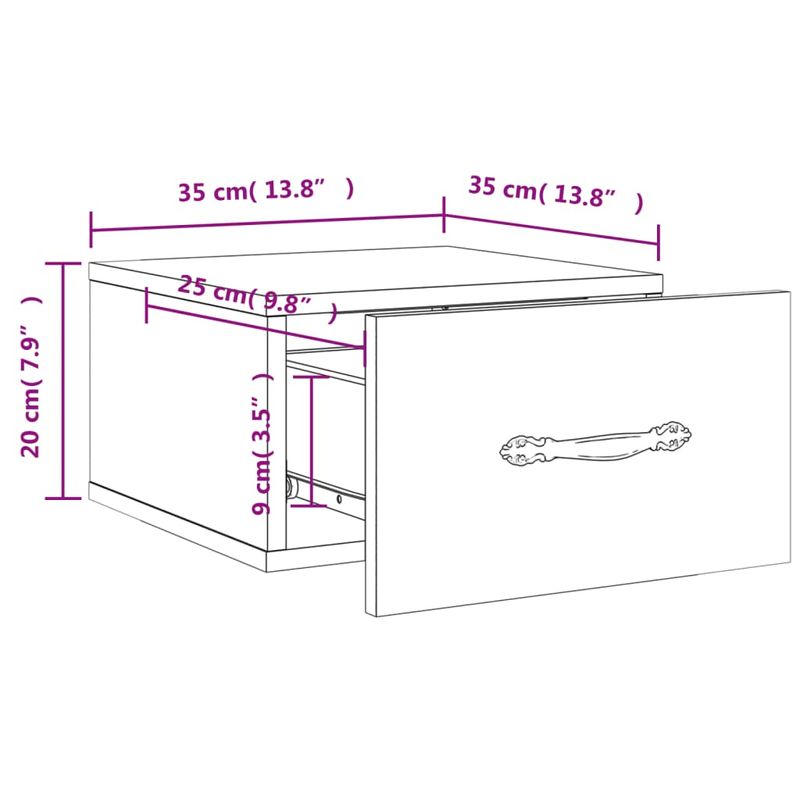 Casa si Gradina - Mobilier - Comode si corpuri - Noptiere - Noptiera de perete, gri beton, 35x35x20 cm - Infinity.ro
