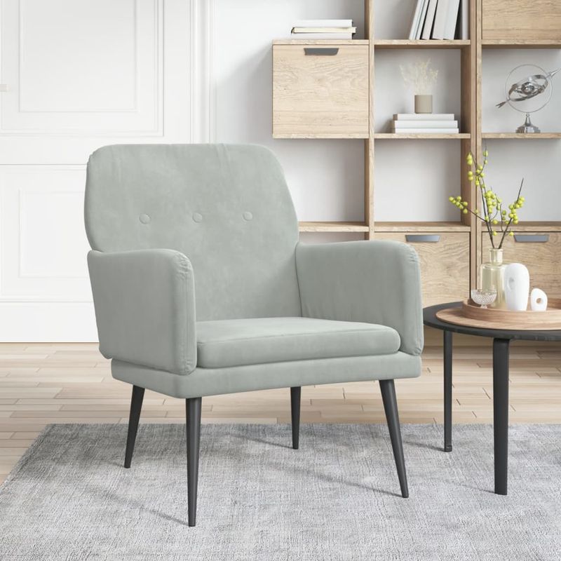 Casa si Gradina - Mobilier - Scaune si fotolii - Fotolii - Fotoliu, gri deschis, 62x79x79 cm, catifea - Infinity.ro