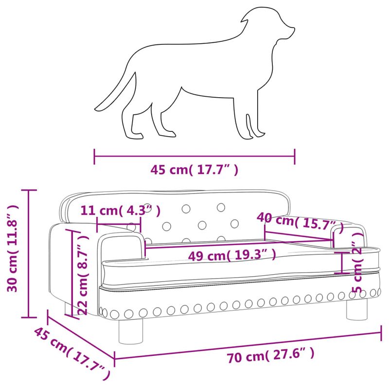 Petshop - Accesorii petshop - Culcusuri si custi - Culcusuri si saltele - Pat de caini, gri deschis, 70x45x30 cm, catifea - Infinity.ro