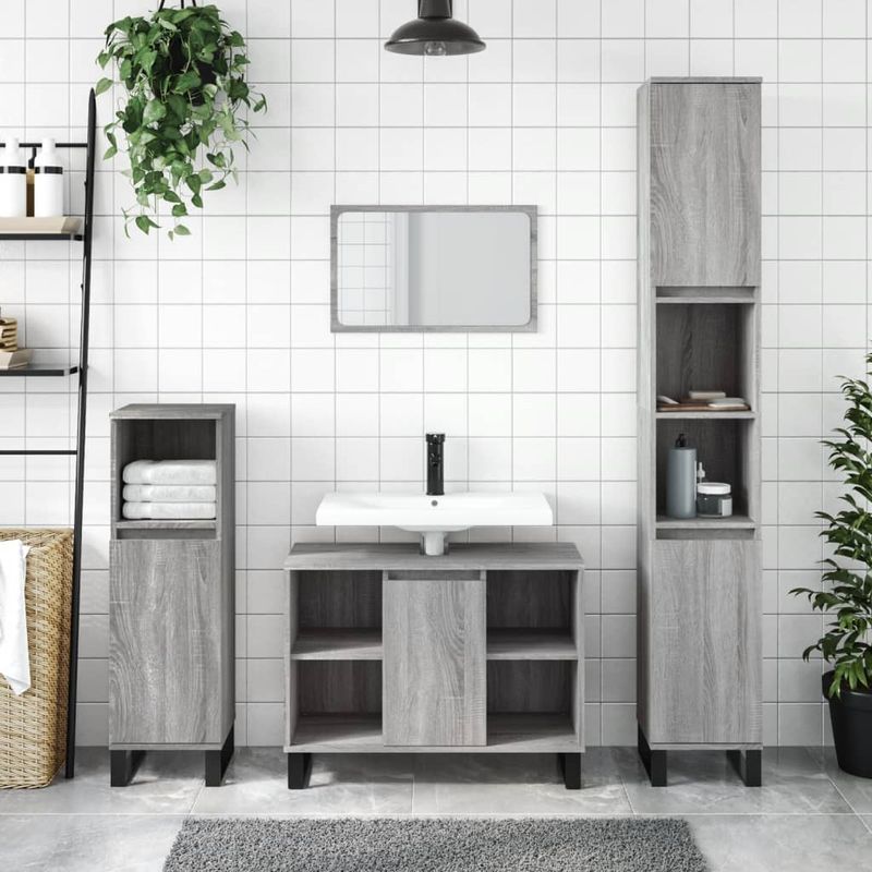 Casa si Gradina - Mobilier - Mobilier baie - Comode baie - Comoda pentru baie, gri sonoma, 80x33x60 cm, lemn compozit - Infinity.ro