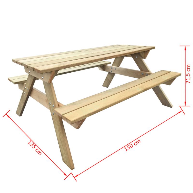 Casa si Gradina - Gradina si terasa - Mobilier exterior - Mese gradina - Masa de picnic, 150 x 135 x 71,5 cm, lemn - Infinity.ro