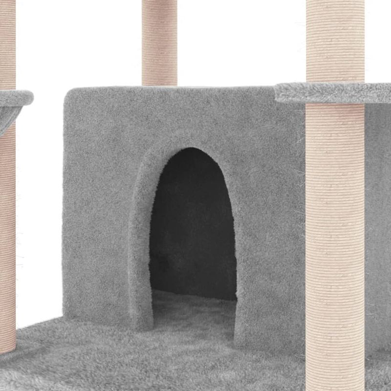 Petshop - Accesorii petshop - Jucarii animale - Ansambluri de joaca - Ansamblu de pisici, stalpi din funie sisal, gri deschis, 166 cm - Infinity.ro