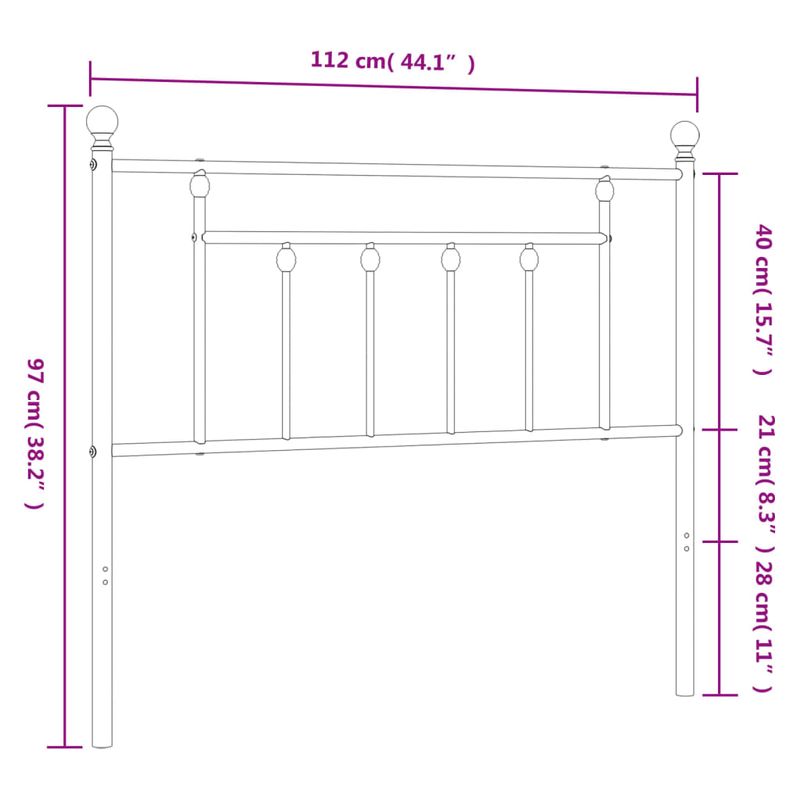 Casa si Gradina - Mobilier - Paturi si accesorii - Accesorii paturi - Tablie de pat metalica, negru, 107 cm - Infinity.ro