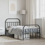 Casa si Gradina - Mobilier - Paturi si accesorii - Paturi - Cadru pat metalic cu tablii de cap/picioare, negru, 107x203 cm - Infinity.ro
