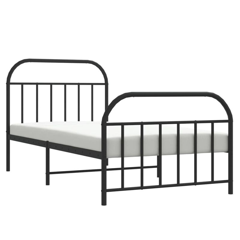 Casa si Gradina - Mobilier - Paturi si accesorii - Paturi - Cadru pat metalic cu tablii de cap/picioare, negru, 107x203 cm - Infinity.ro