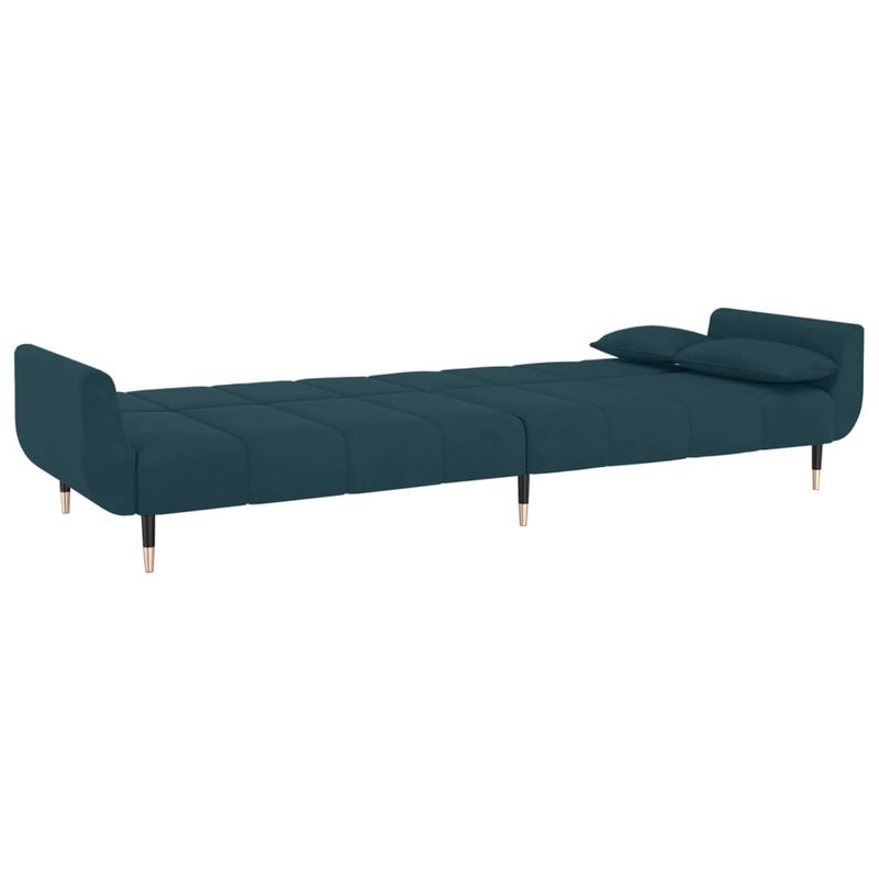 Casa si Gradina - Mobilier - Canapele si coltare - Canapele - Canapea extensibila cu 2 locuri, 2 perne, albastru, catifea - Infinity.ro