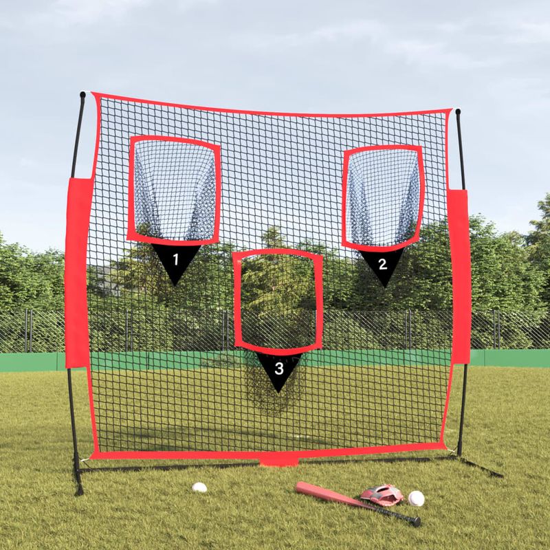 Sport si Outdoor - Sporturi de echipa - Alte sporturi de echipa - Baseball - Plasa de baseball portabila negru/rosu 183x105x183 cm poliester - Infinity.ro