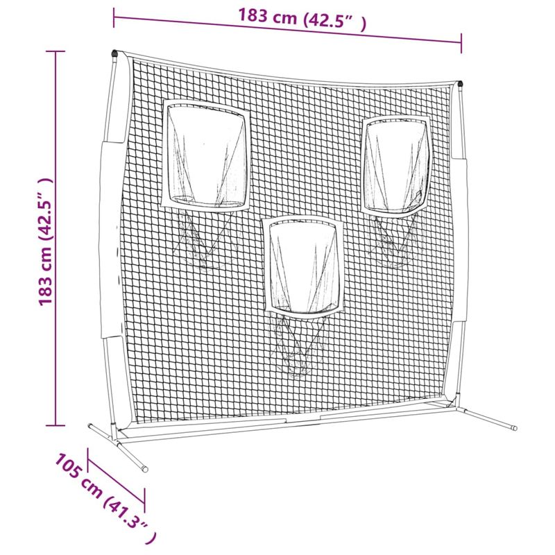 Sport si Outdoor - Sporturi de echipa - Alte sporturi de echipa - Baseball - Plasa de baseball portabila negru/rosu 183x105x183 cm poliester - Infinity.ro