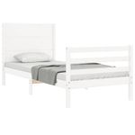 Casa si Gradina - Mobilier - Paturi si accesorii - Paturi - Cadru de pat cu tablie, alb, 100x200 cm, lemn masiv - Infinity.ro