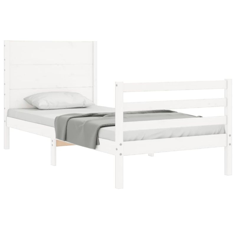 Casa si Gradina - Mobilier - Paturi si accesorii - Paturi - Cadru de pat cu tablie, alb, 100x200 cm, lemn masiv - Infinity.ro
