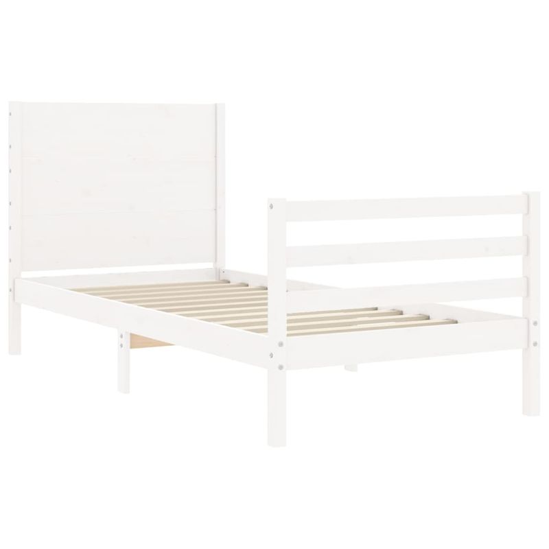 Casa si Gradina - Mobilier - Paturi si accesorii - Paturi - Cadru de pat cu tablie, alb, 100x200 cm, lemn masiv - Infinity.ro