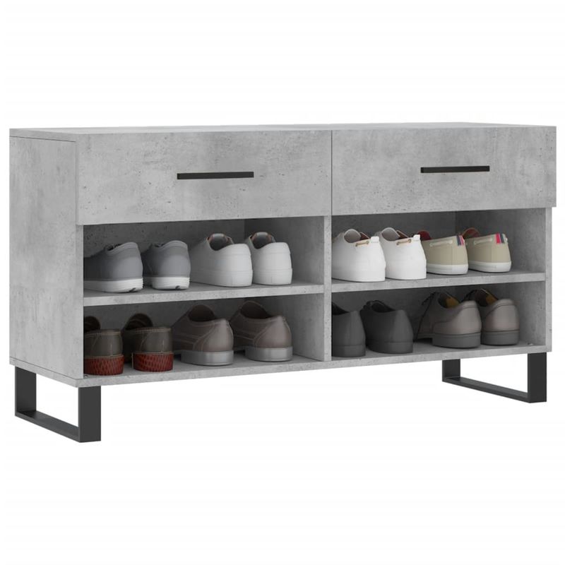 Casa si Gradina - Mobilier - Organizare si depozitare - Organizator incaltaminte - Bancheta pantofar, gri beton, 102x35x55 cm, lemn prelucrat - Infinity.ro