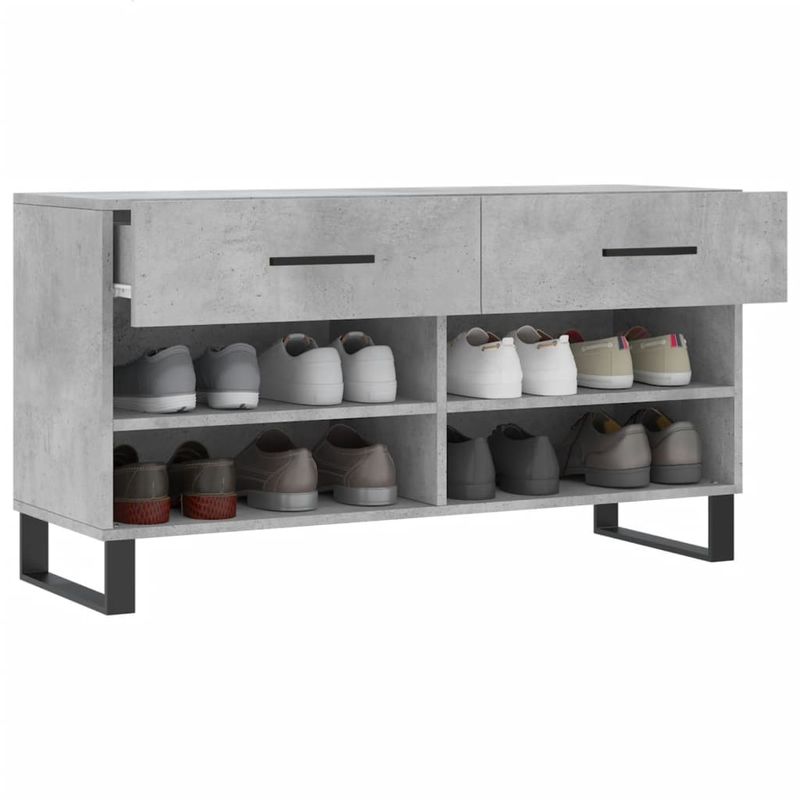 Casa si Gradina - Mobilier - Organizare si depozitare - Organizator incaltaminte - Bancheta pantofar, gri beton, 102x35x55 cm, lemn prelucrat - Infinity.ro