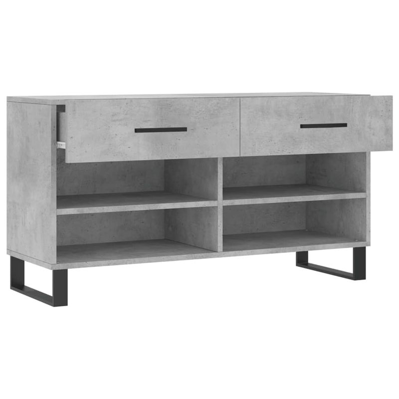 Casa si Gradina - Mobilier - Organizare si depozitare - Organizator incaltaminte - Bancheta pantofar, gri beton, 102x35x55 cm, lemn prelucrat - Infinity.ro