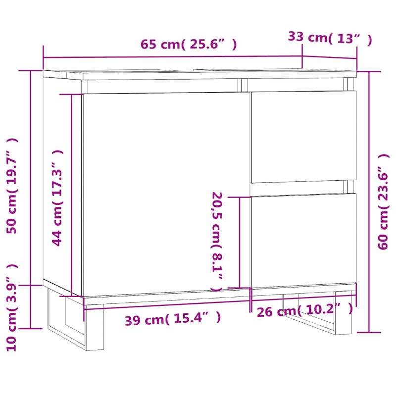 Casa si Gradina - Mobilier - Mobilier baie - Comode baie - Comoda de baie, gri beton, 65x33x60 cm, lemn prelucrat - Infinity.ro