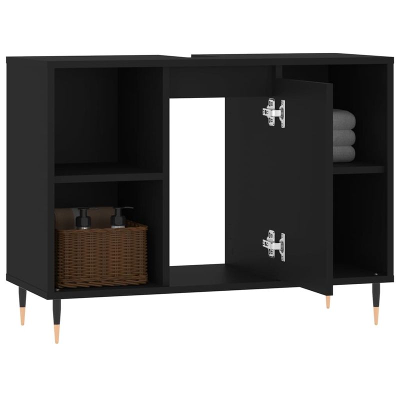 Casa si Gradina - Mobilier - Mobilier baie - Comode baie - Comoda pentru baie, negru, 80x33x60 cm, lemn compozit - Infinity.ro