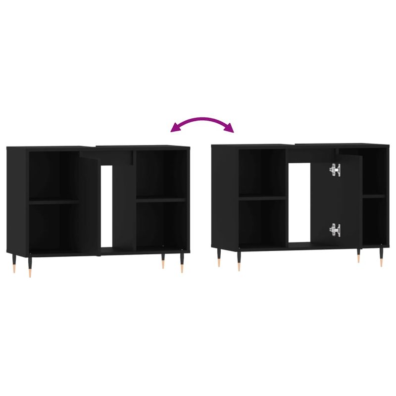 Casa si Gradina - Mobilier - Mobilier baie - Comode baie - Comoda pentru baie, negru, 80x33x60 cm, lemn compozit - Infinity.ro