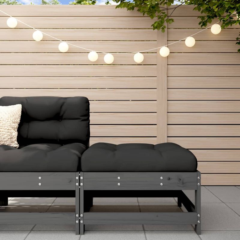 Casa si Gradina - Gradina si terasa - Mobilier exterior - Canapele si fotolii gradina - Taburet de gradina cu perna, gri, lemn masiv de pin - Infinity.ro
