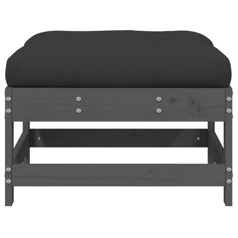 Casa si Gradina - Gradina si terasa - Mobilier exterior - Canapele si fotolii gradina - Taburet de gradina cu perna, gri, lemn masiv de pin - Infinity.ro
