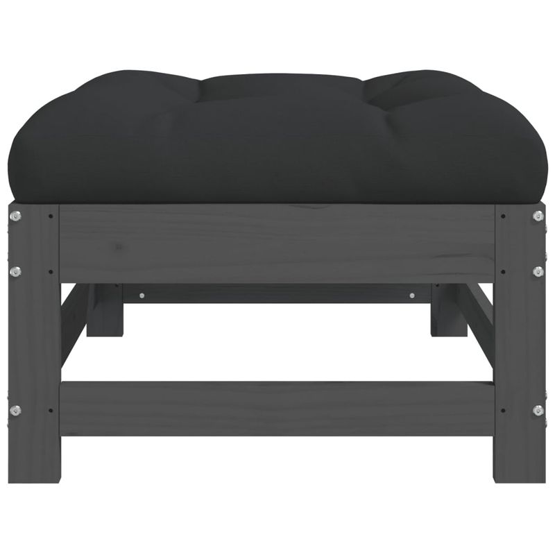 Casa si Gradina - Gradina si terasa - Mobilier exterior - Canapele si fotolii gradina - Taburet de gradina cu perna, gri, lemn masiv de pin - Infinity.ro