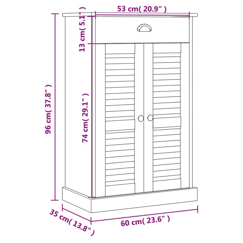 Casa si Gradina - Mobilier - Organizare si depozitare - Organizator incaltaminte - Dulap de pantofi VIGO, alb, 60x35x96 cm, lemn masiv de pin - Infinity.ro