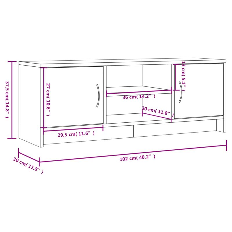 Casa si Gradina - Mobilier - Comode si corpuri - Comode - Dulap TV, alb, 102x30x37,5 cm, lemn compozit - Infinity.ro