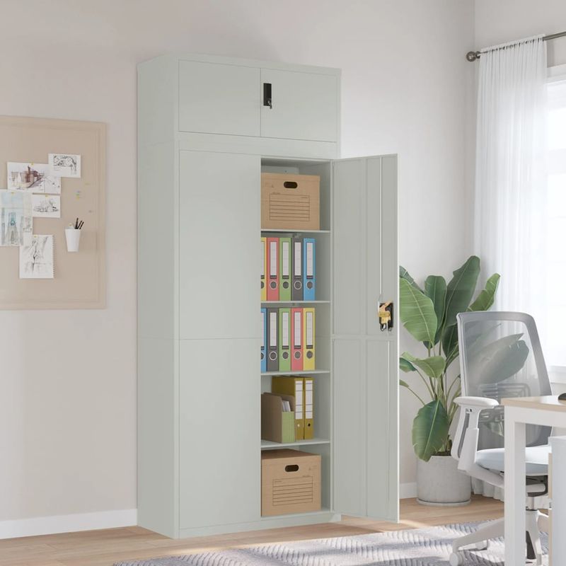 Casa si Gradina - Constructii - Depozitare, transport si protectie - Rafturi, fisete si vestiare - Fiset, gri deschis, 90x40x220 cm, otel - Infinity.ro