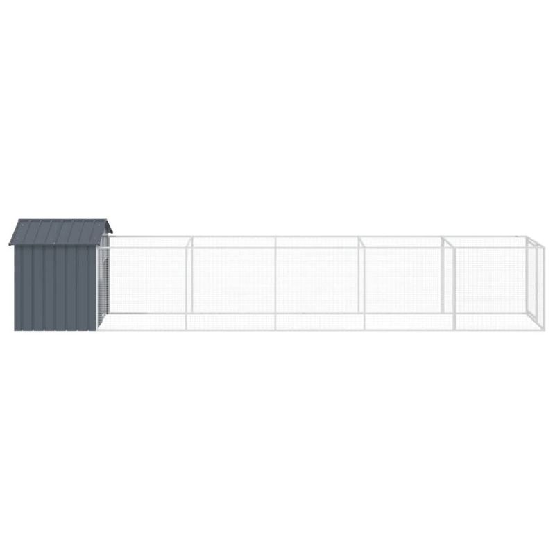 Petshop - Accesorii petshop - Culcusuri si custi - Custi interior si exterior - Cusca caine cu acoperis antracit 117x609x123 cm otel galvanizat - Infinity.ro