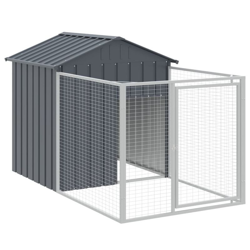 Petshop - Accesorii petshop - Culcusuri si custi - Custi interior si exterior - Cusca caine cu acoperis antracit 117x609x123 cm otel galvanizat - Infinity.ro