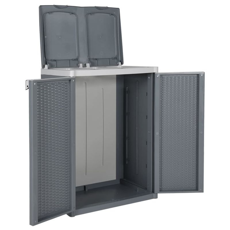 Casa si Gradina - Mobilier - Organizare si depozitare - Cosuri de gunoi - Cos de gunoi cu 2 usi, gri, 65x45x88 cm, PP - Infinity.ro
