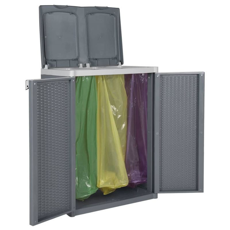 Casa si Gradina - Mobilier - Organizare si depozitare - Cosuri de gunoi - Cos de gunoi cu 2 usi, gri, 65x45x88 cm, PP - Infinity.ro