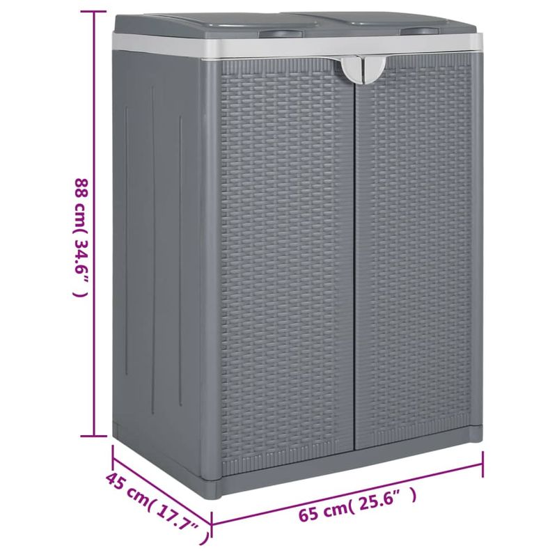Casa si Gradina - Mobilier - Organizare si depozitare - Cosuri de gunoi - Cos de gunoi cu 2 usi, gri, 65x45x88 cm, PP - Infinity.ro