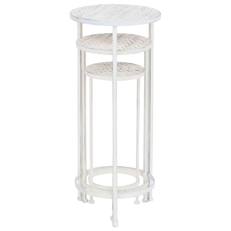Casa si Gradina - Gradinarit si plante - Plante si ghivece - Ghivece si suporturi - Set cu suport plante, 3 piese, stil vintage, metalic, alb - Infinity.ro