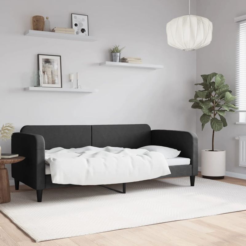 Casa si Gradina - Mobilier - Paturi si accesorii - Paturi - Cadru de pat, negru, 90x190 cm, material textil - Infinity.ro
